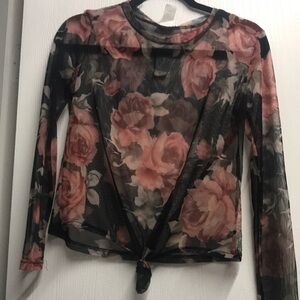 Floral Mesh Long Sleeve Top
